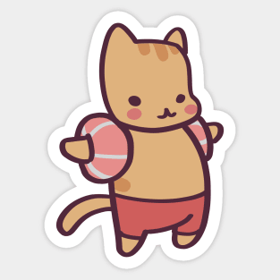 Silly Kawaii Cat Ready To Take A Swim Sticker